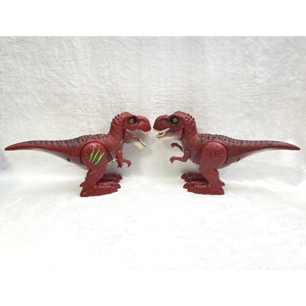 Set Of 2‎ ZURU Robo Alive T-Rex Red Dinosaur Lot Robotic Walking Roaring